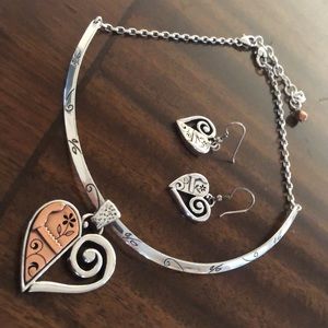 Brighton PABLOS PASSION Copper/ Silver Choker Necklace & Earrings RARE